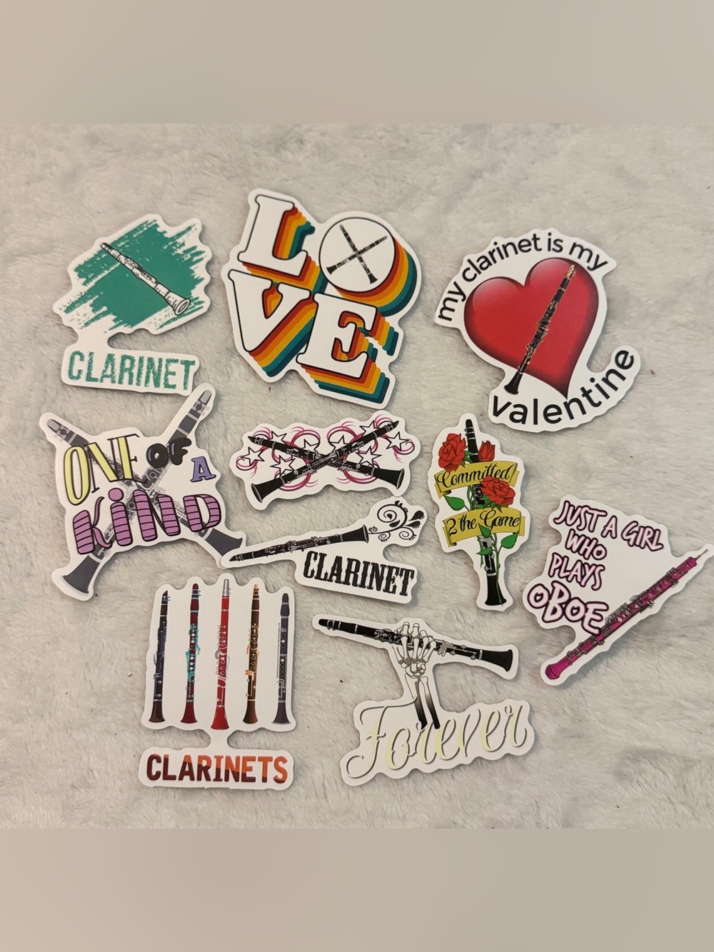 💜 CLARINET PLAYERS ROCK!!! Clarinet Pack of 10 Stickers